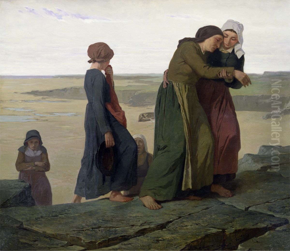 The Widow or the Fisherman's Family Oil Painting by Evariste Vital Luminais