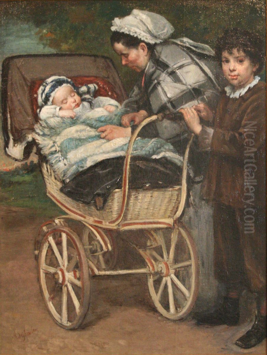 La voiture d'enfant Oil Painting by Marcellin Desboutin
