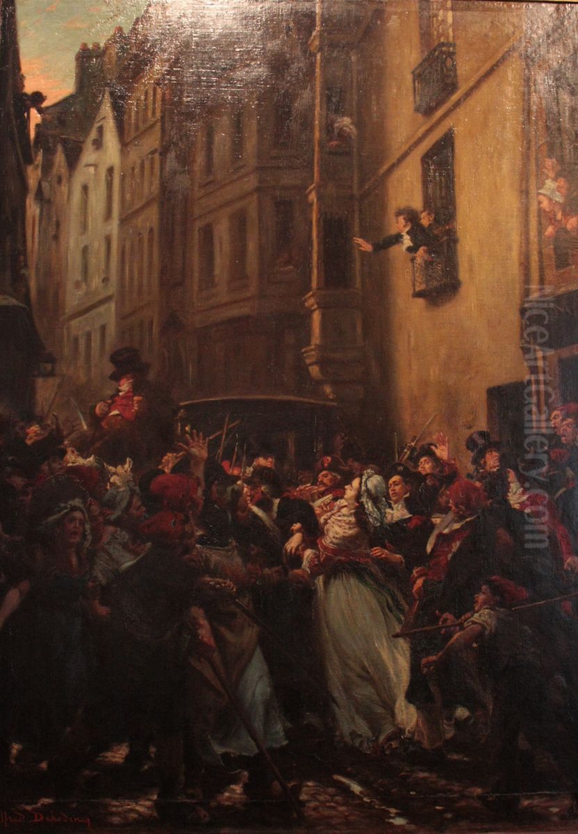 L'Arrestation de Charlotte Corday apres le meurtre de Marat (13 juillet 1793) Oil Painting by Alfred Dehodencq