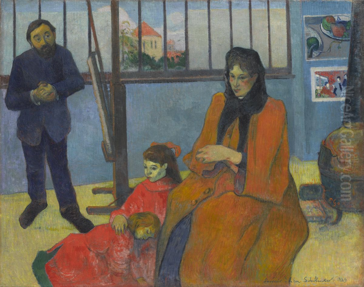 L'atelier de Schuffenecker Oil Painting by Paul Gauguin