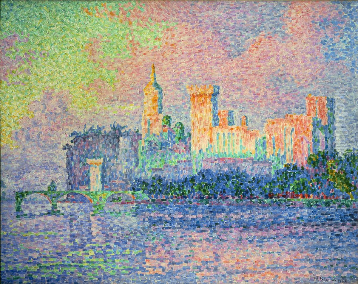 Paul Signac, der Papstpalast in Avignon, 1909 Oil Painting by Paul Signac