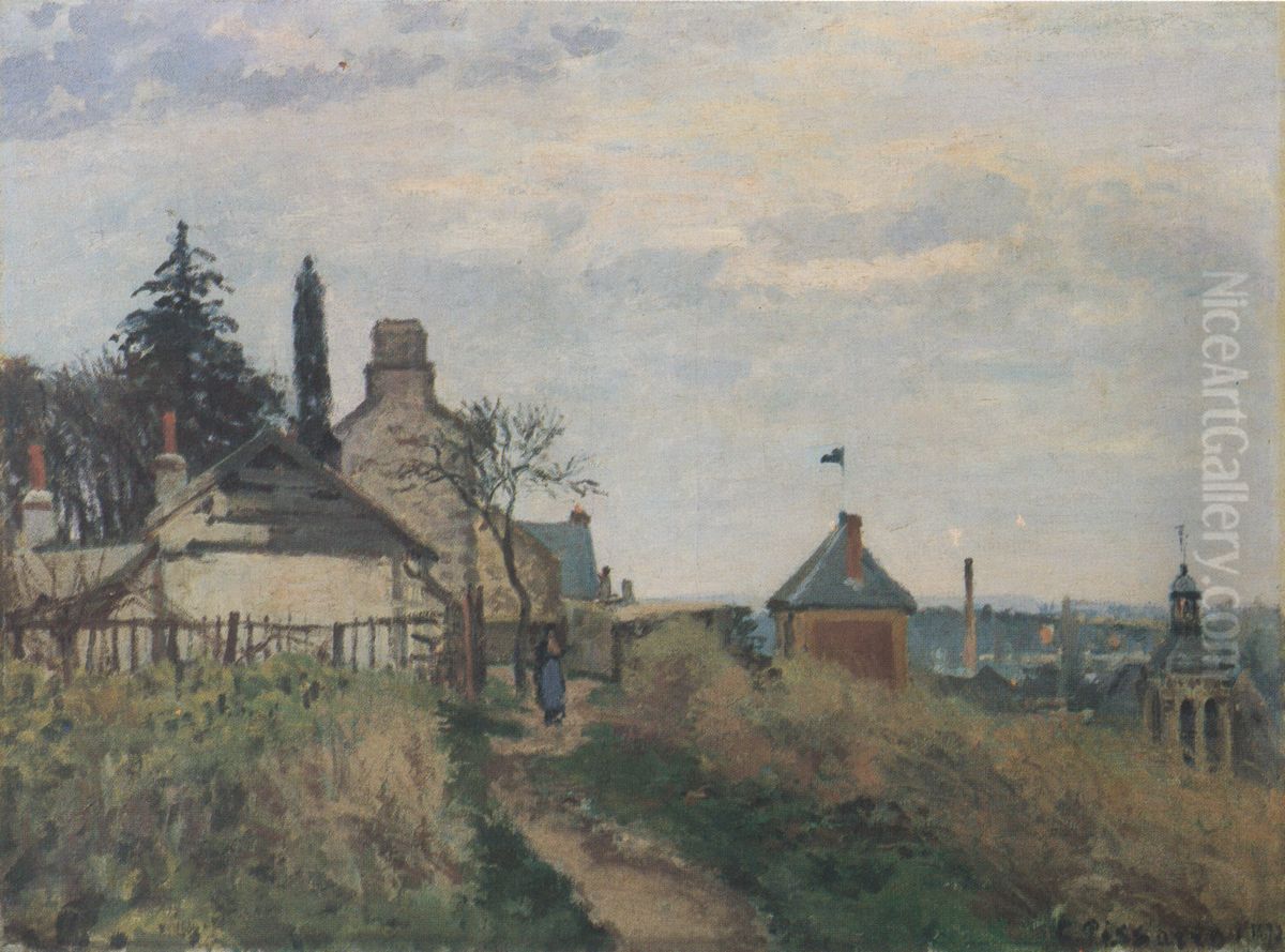 Ruelle des Poulies, Pontoise Oil Painting by Camille Pissarro