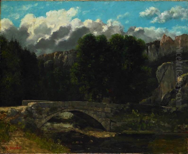 Le Pont de Saint-Sulpice pres de Fleurier (Val-de-Travers en Suisse) Oil Painting by Gustave Courbet