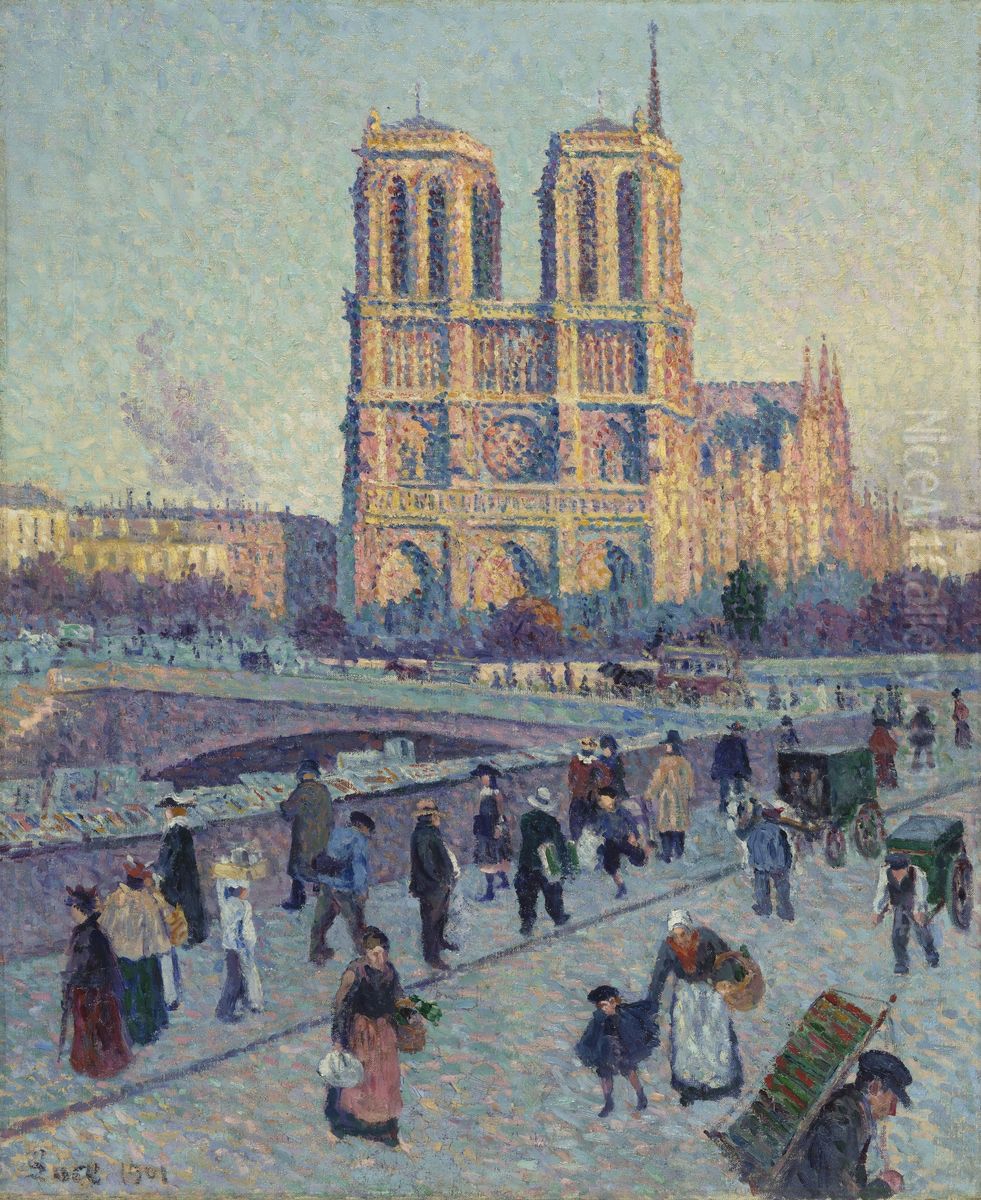 Le Quai Saint-Michel et Notre-Dame Oil Painting by Maximilien Luce