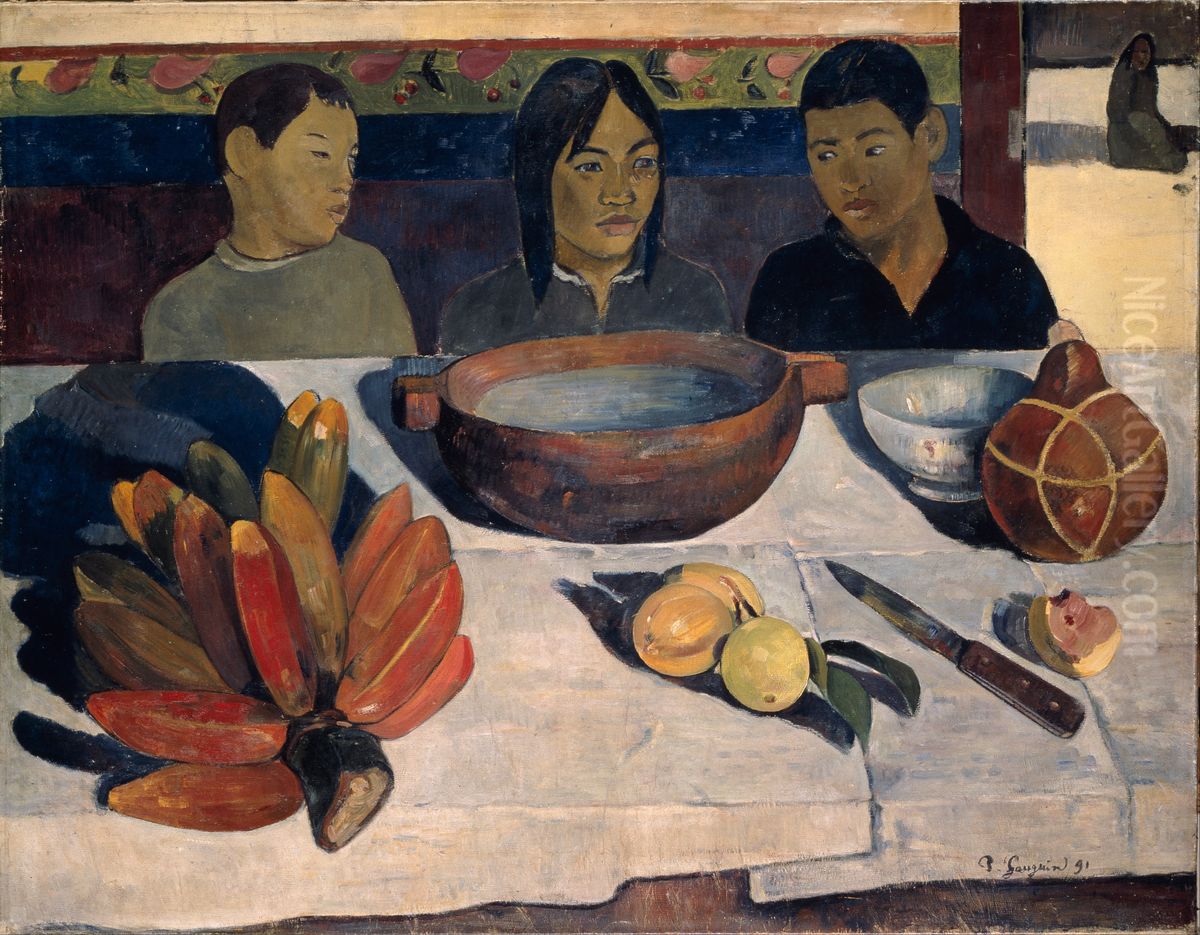 The Meal, also called Bananas Oil Painting by Paul Gauguin