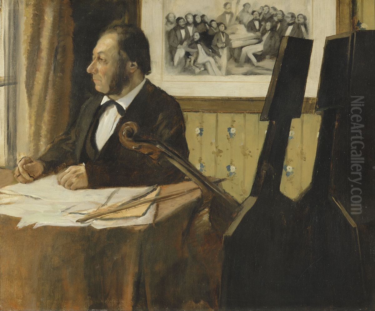The Cellist Pilet Oil Painting by Edgar Degas