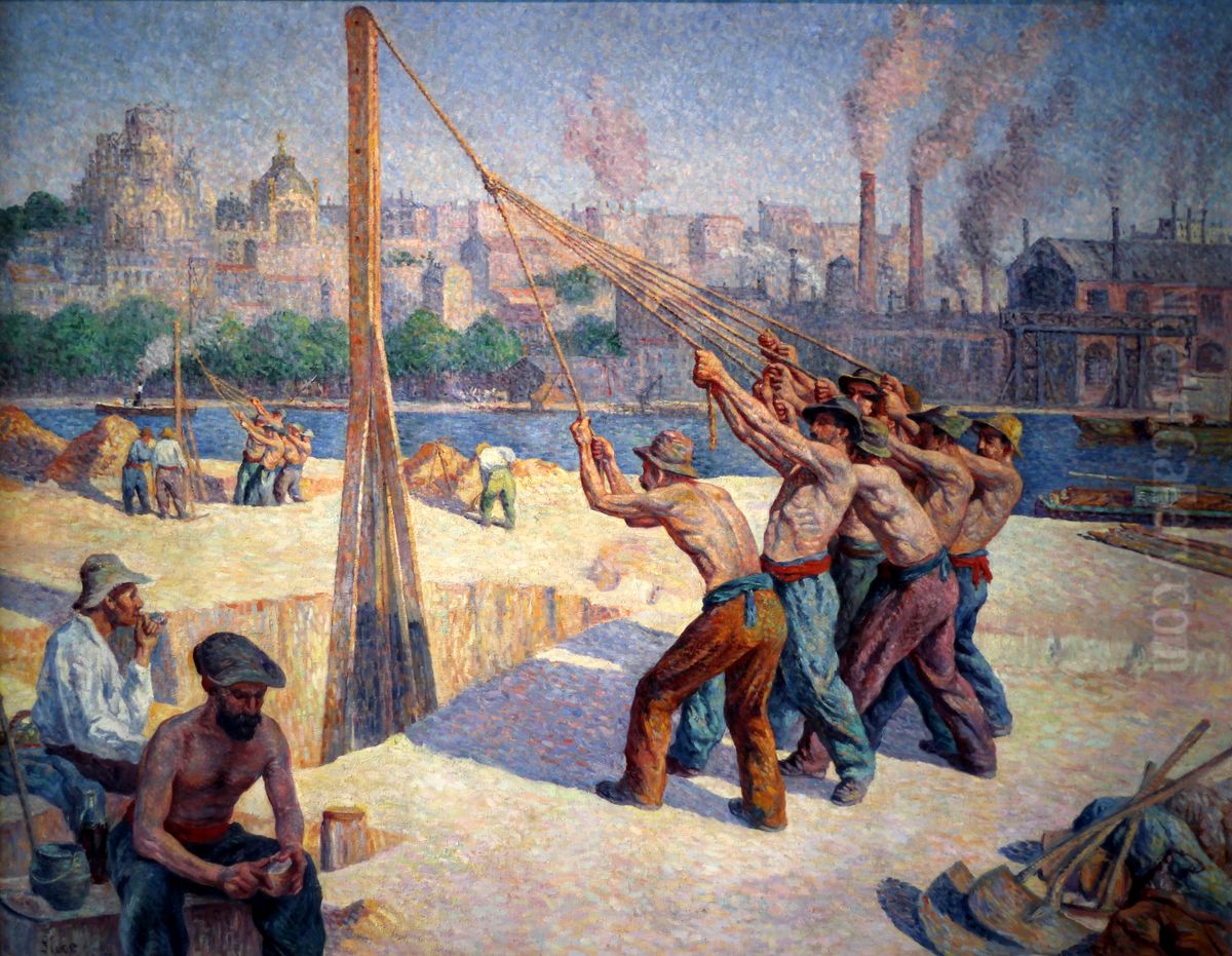Les batteurs de pieux Oil Painting by Maximilien Luce