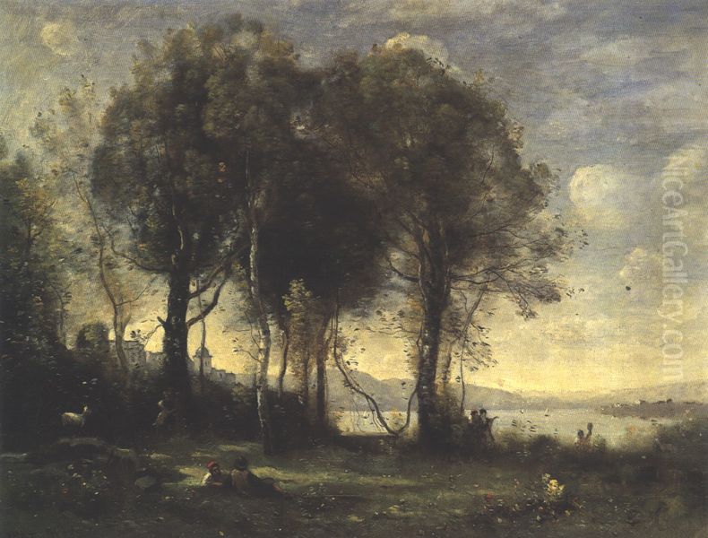 Les Chevriers des iles Borromees Oil Painting by Jean-Baptiste Camille Corot