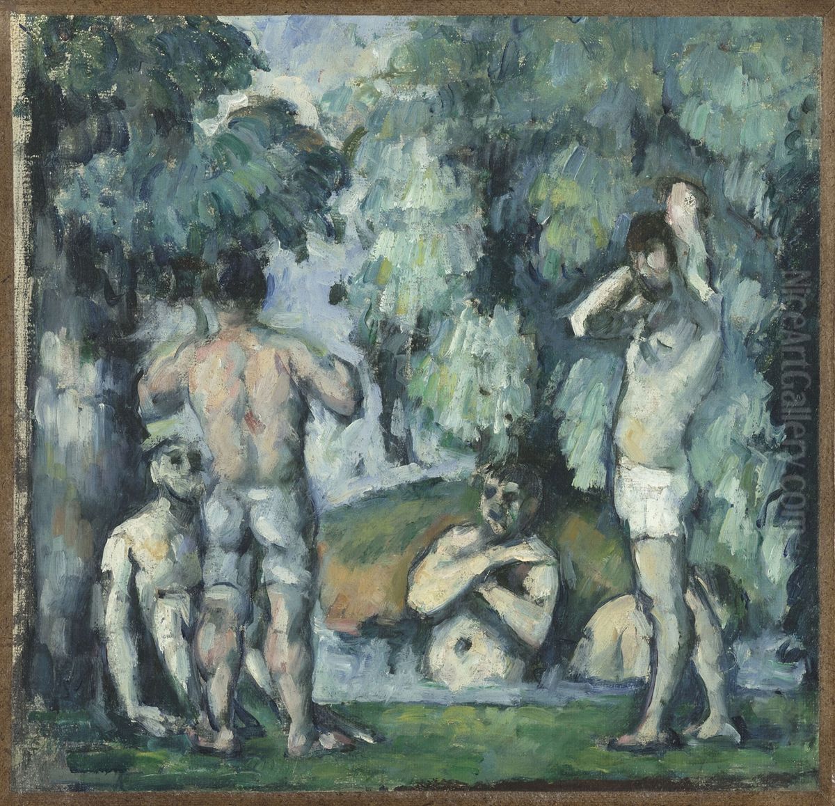 Cinq baigneurs Oil Painting by Paul Cezanne