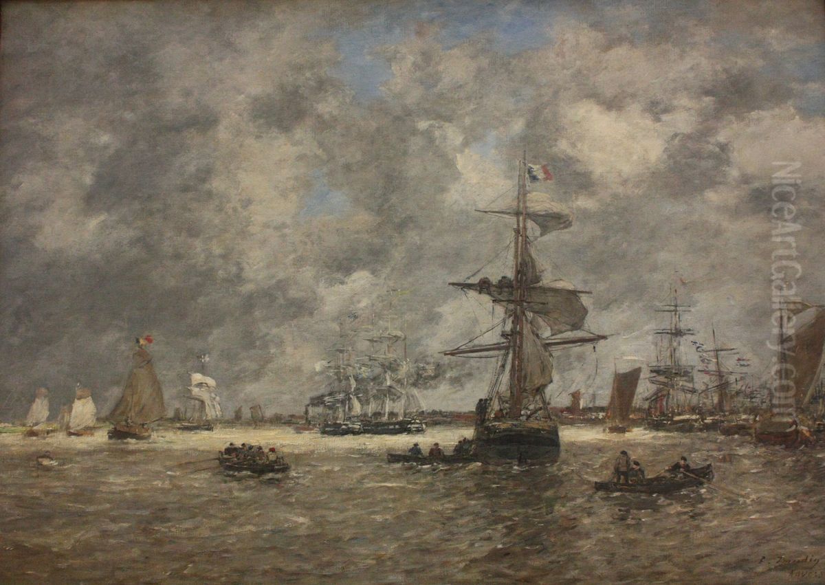 L'Escault a Anvers, dit aussi Le Port d'Anvers Oil Painting by Eugene Louis Boudin