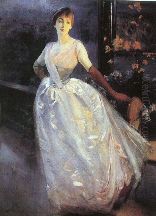 Portrait of Madame Roger Jourdain (Henriette Jourdain) Oil Painting by Paul-Albert Besnard