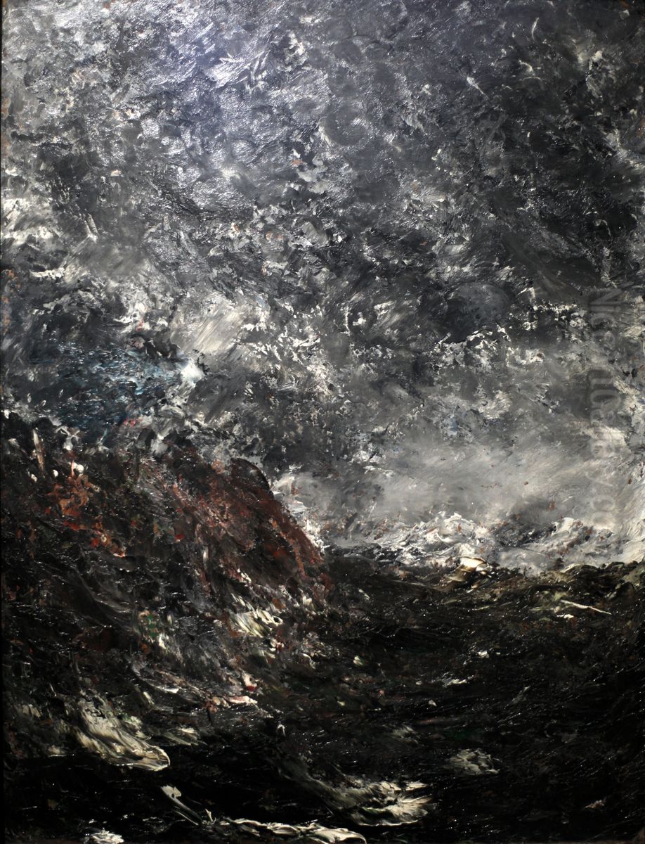 Marine with rocks Oil Painting by August Strindberg