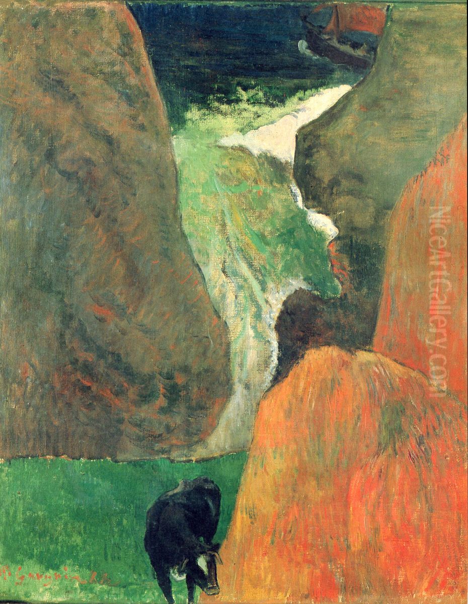 Marine avec vache, ou Au dessus du gouffre Oil Painting by Paul Gauguin