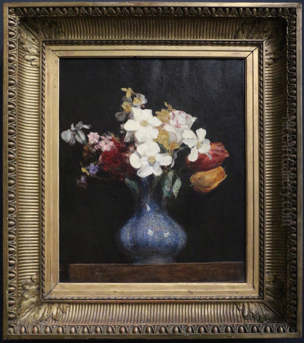Narcisses et tulipes Oil Painting by Henri Fantin-Latour