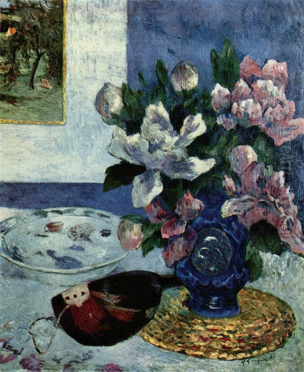 Nature morte a la mandoline, ou Nature morte aux pivoines et mandoline Oil Painting by Paul Gauguin