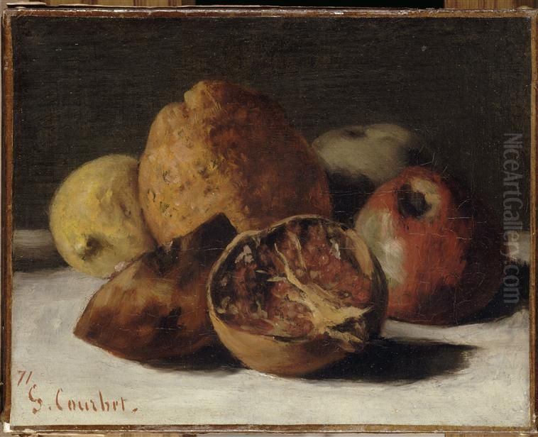 pommes et grenades Oil Painting by Gustave Courbet