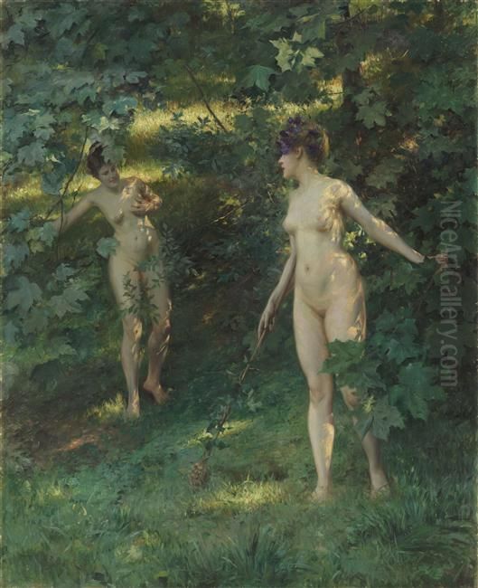 Nymphes de Nysa Oil Painting by Julius LeBlanc Stewart