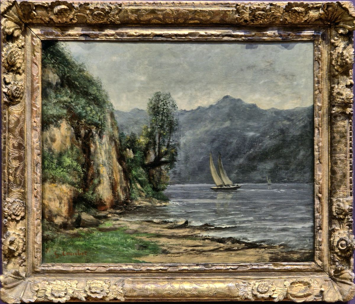 Bord du lac Leman, pres de Vevey, dit aussi Paysage au lac Oil Painting by Gustave Courbet