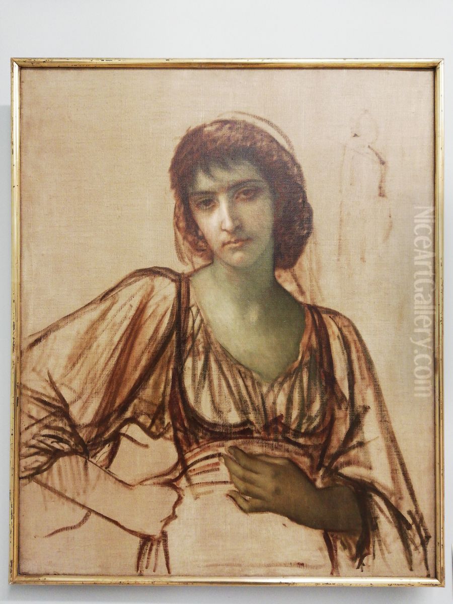 A 'ciociara', peasant woman from Italy Oil Painting by Ernest Hebert