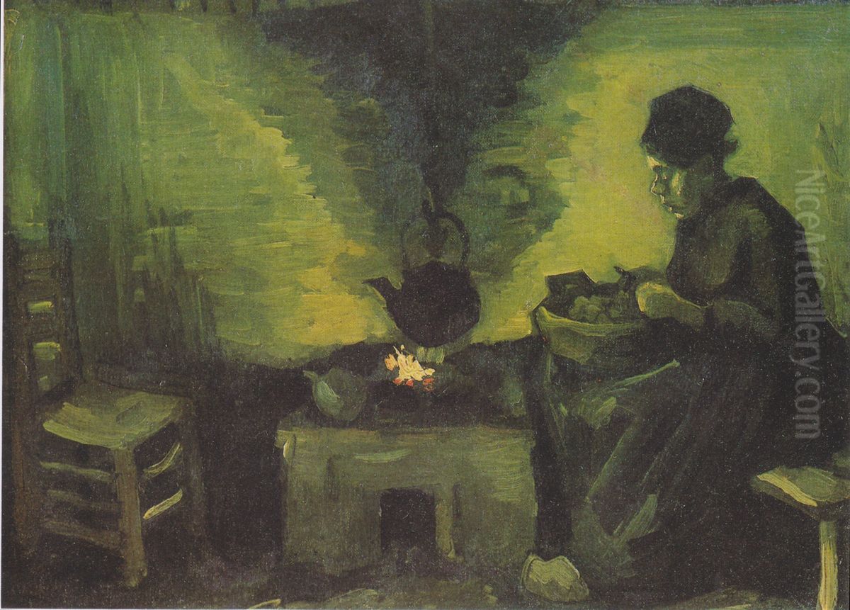 Bauerin, am Herdfeuer sitzend Oil Painting by Vincent Van Gogh