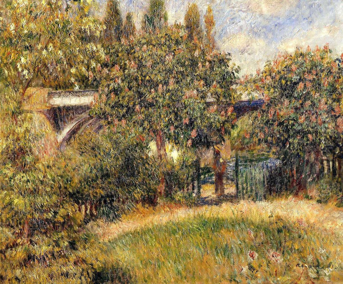 Le Pont du chemin de fer a Chatou Oil Painting by Pierre Auguste Renoir