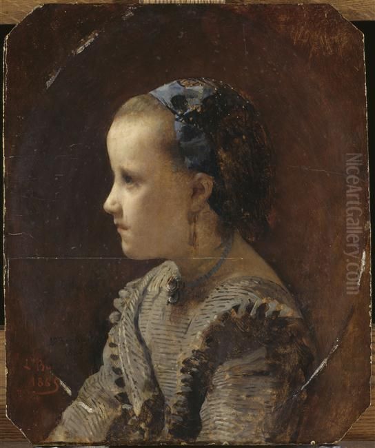 Portrait of a little girl Oil Painting by Leon Bonnat