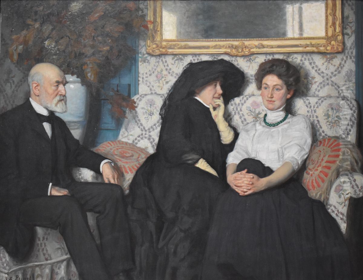 Portrait de la famille Saglio Oil Painting by Rene-Xavier Prinet