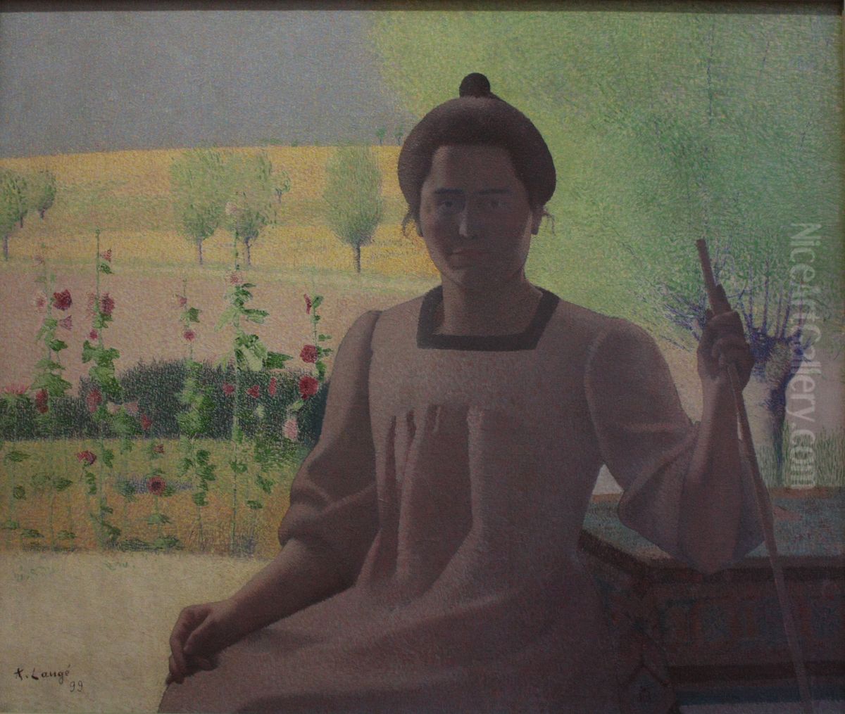 Portrait de la femme de l'artiste Oil Painting by Achille Lauge