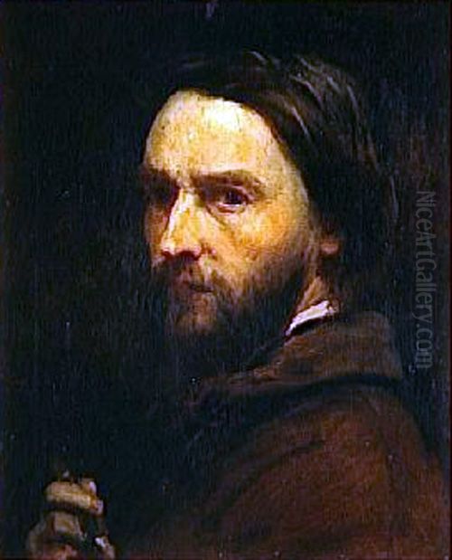 Self-portrait Oil Painting by Adolphe-Felix Cals