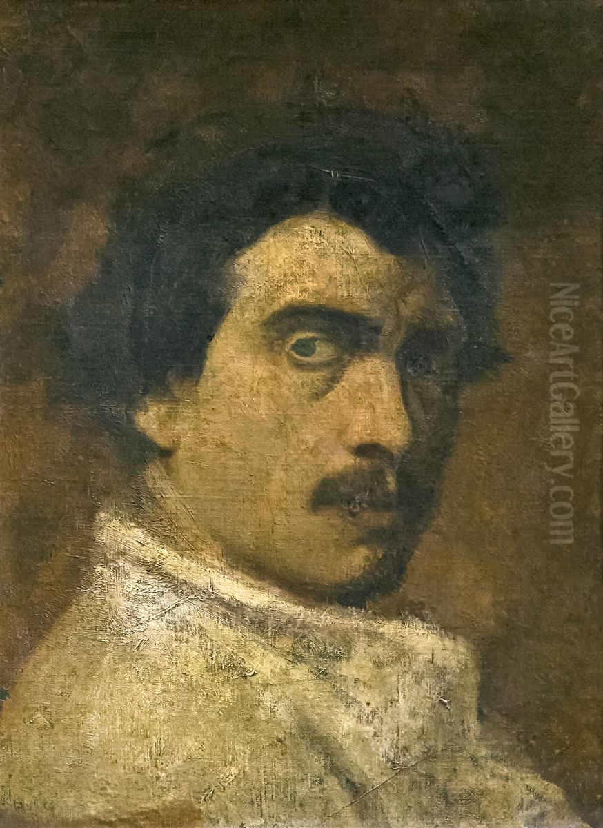 Self-portraitFrancais:AutoportraitItaliano:Autoritratto Oil Painting by Alexandre Falguiere