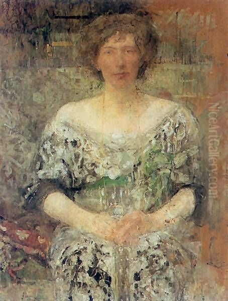 Portrait of Mrs. D Oil Painting by Olga Boznanska