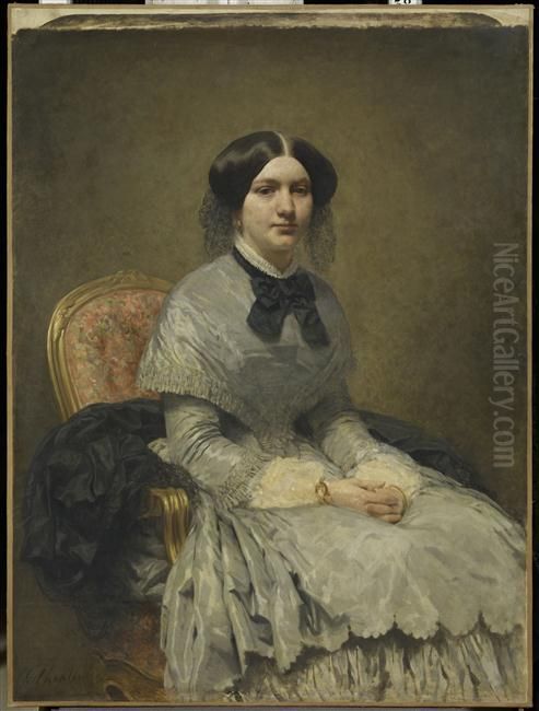 Portrait de madame William Priestley, nee Adele Chaplin Oil Painting by Charles Joshua Chaplin