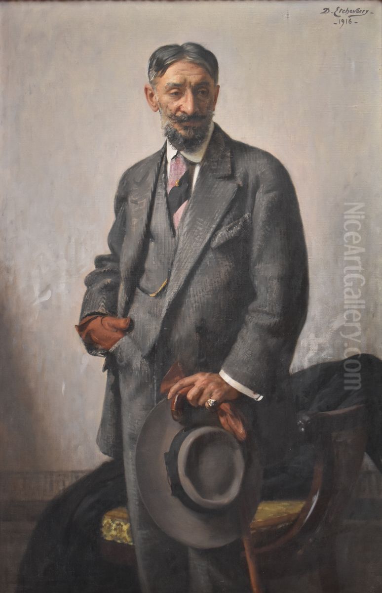 Portrait de Monsieur Lacroisade Oil Painting by Hubert-Denis Etcheverry