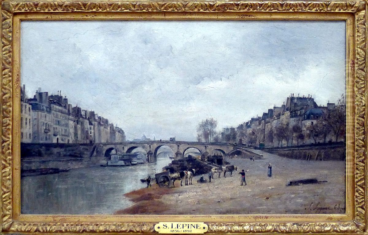Quai de Seine, Pont-Marie, a Paris Oil Painting by Stanislas Lepine