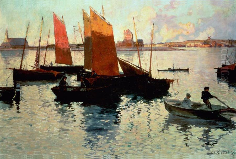 Rayons du soir, port de Camaret Oil Painting by Charles Cottet
