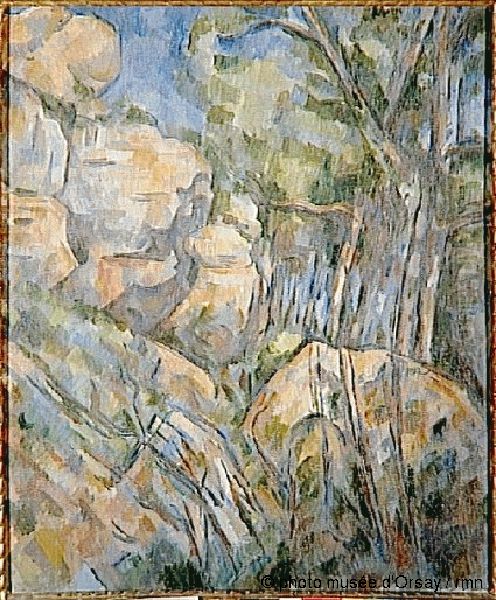 Rochers pres des grottes au-dessus du Chateau Noir Oil Painting by Paul Cezanne