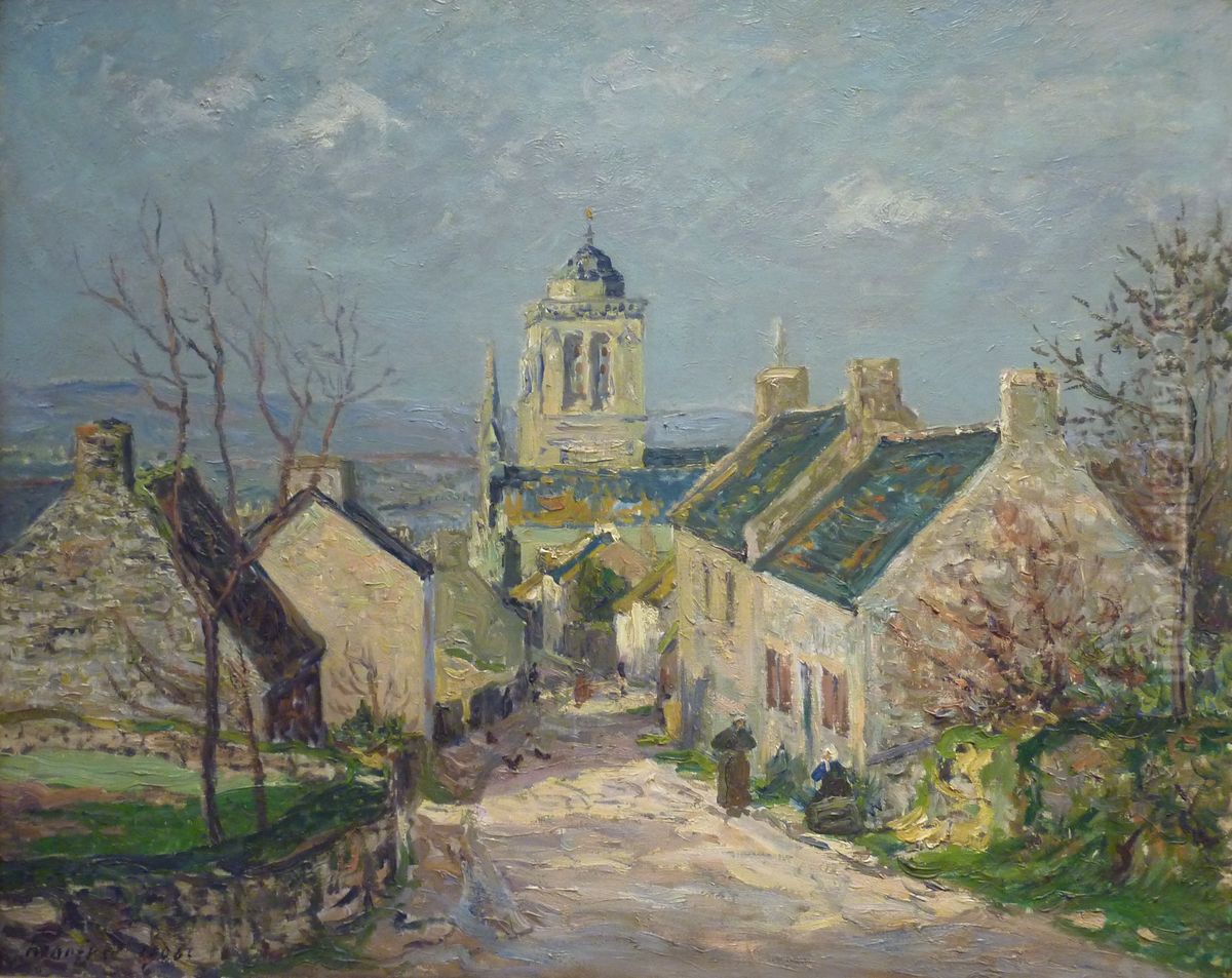The Downward Street in Locronan Oil Painting by Maxime Maufra