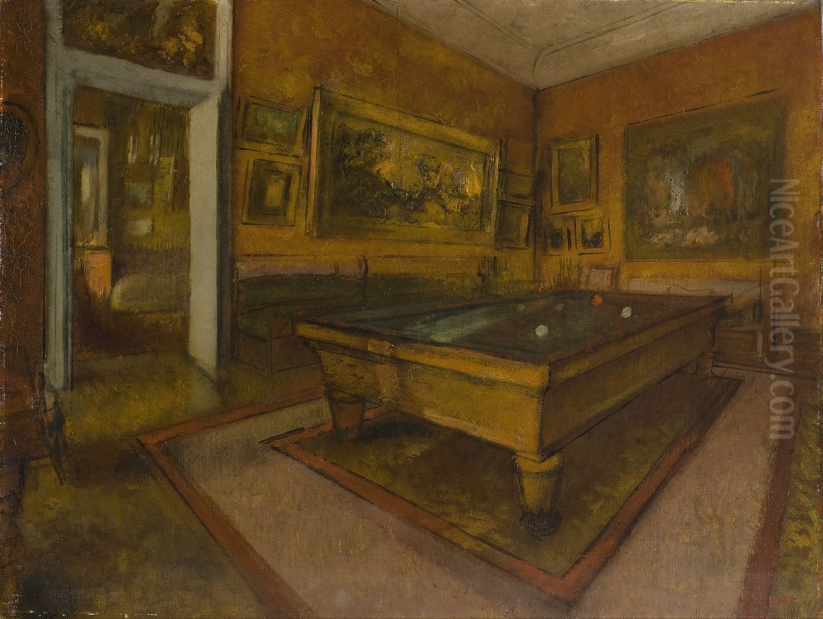 Salle de billard au Menil-Hubert Oil Painting by Edgar Degas