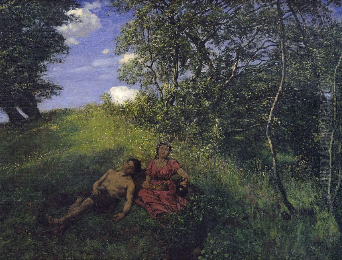 Siesta Oil Painting by Hans Thoma