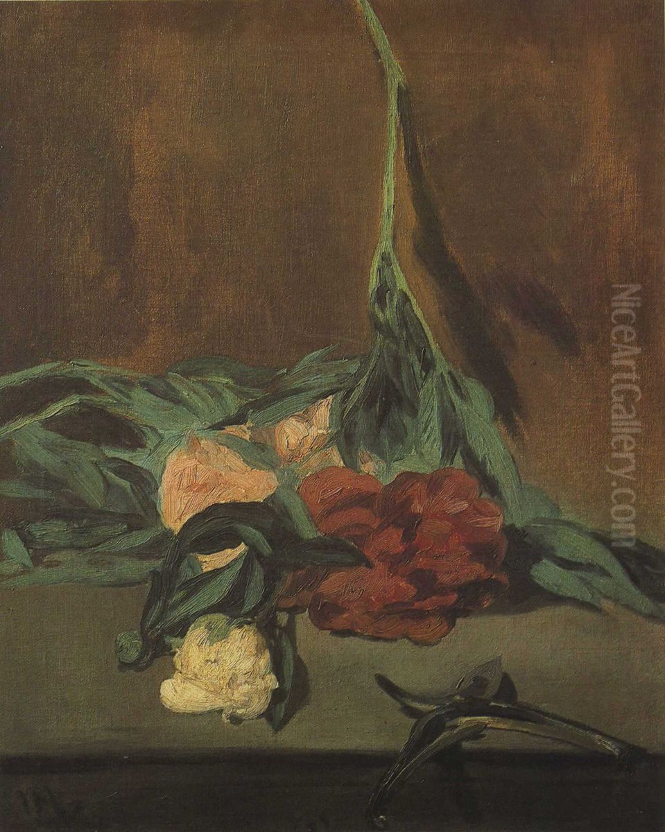 Tiges de Pivoines et Secateur Oil Painting by Edouard Manet
