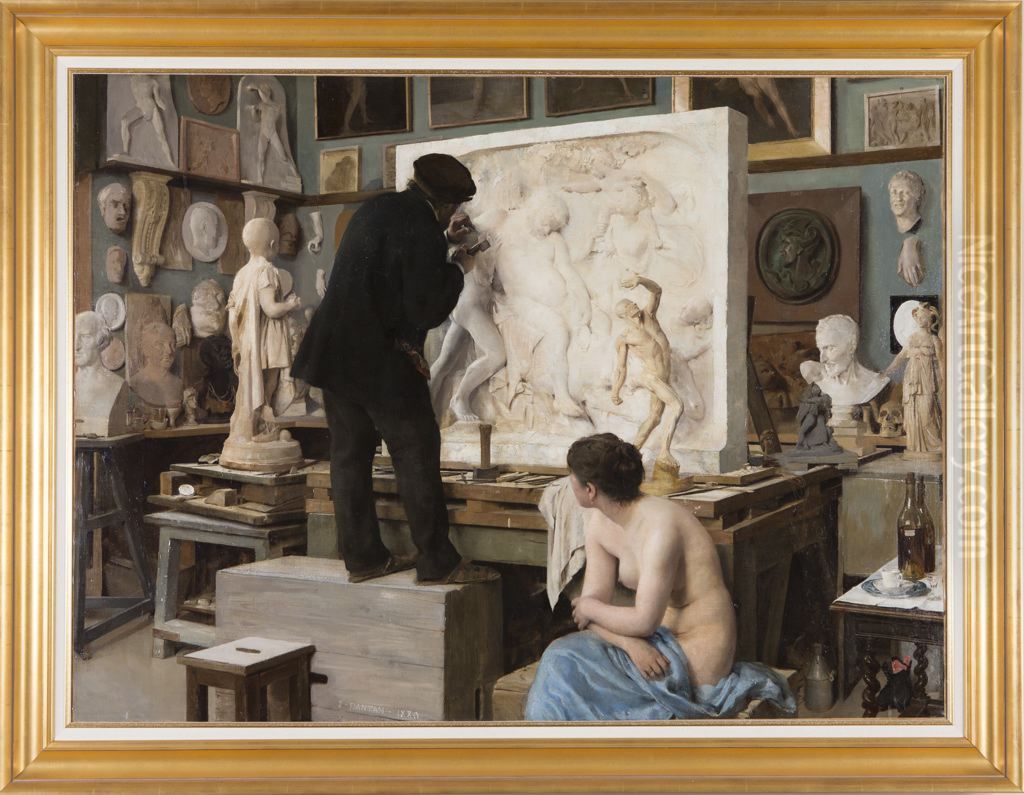 Un coin d'atelier de sculpteur Oil Painting by Edouard Dantan