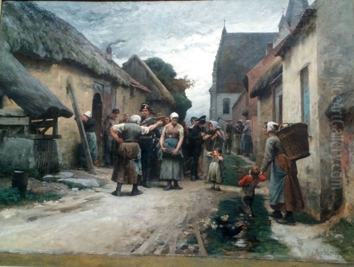 Arrestation dans un village Oil Painting by Hugo Salmson