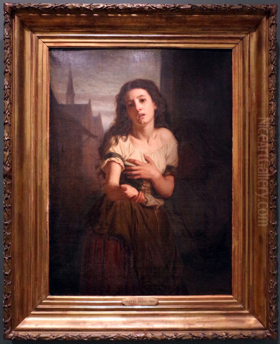 A beggar woman Oil Painting by Hugues Merle