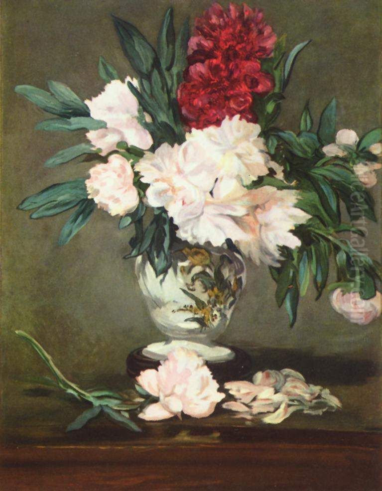 Stillleben, Vase mit Pfingstrosen Oil Painting by Edouard Manet
