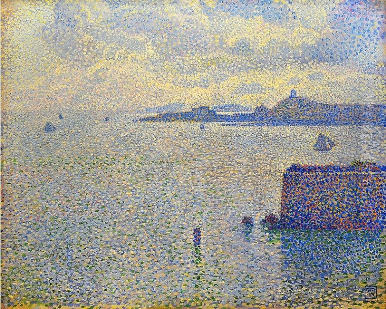 Sailing boats and estuary Oil Painting by Theo van Rysselberghe