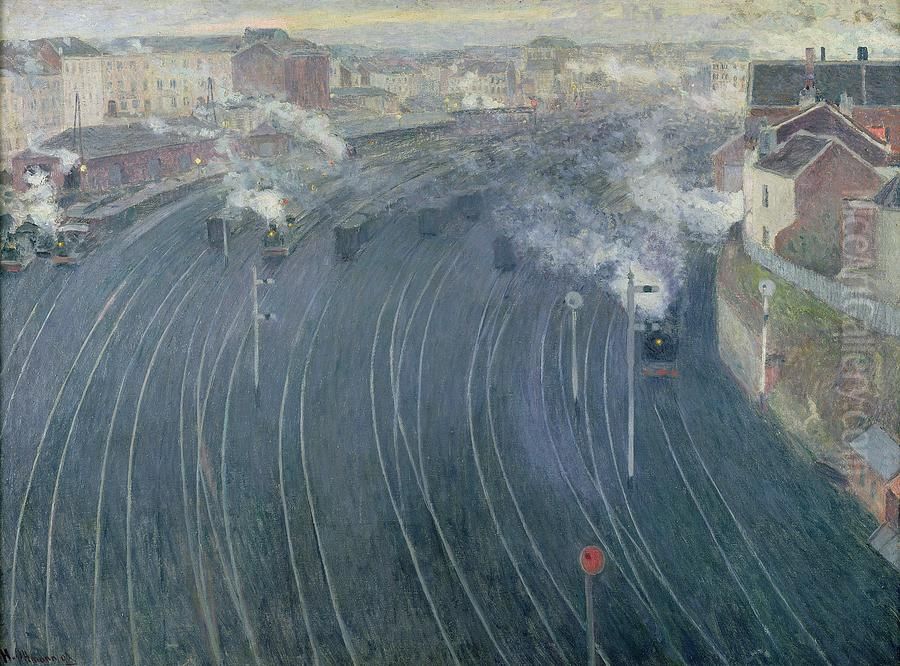 Vue de la gare du Luxembourg a Bruxelles Oil Painting by Henry Ottmann