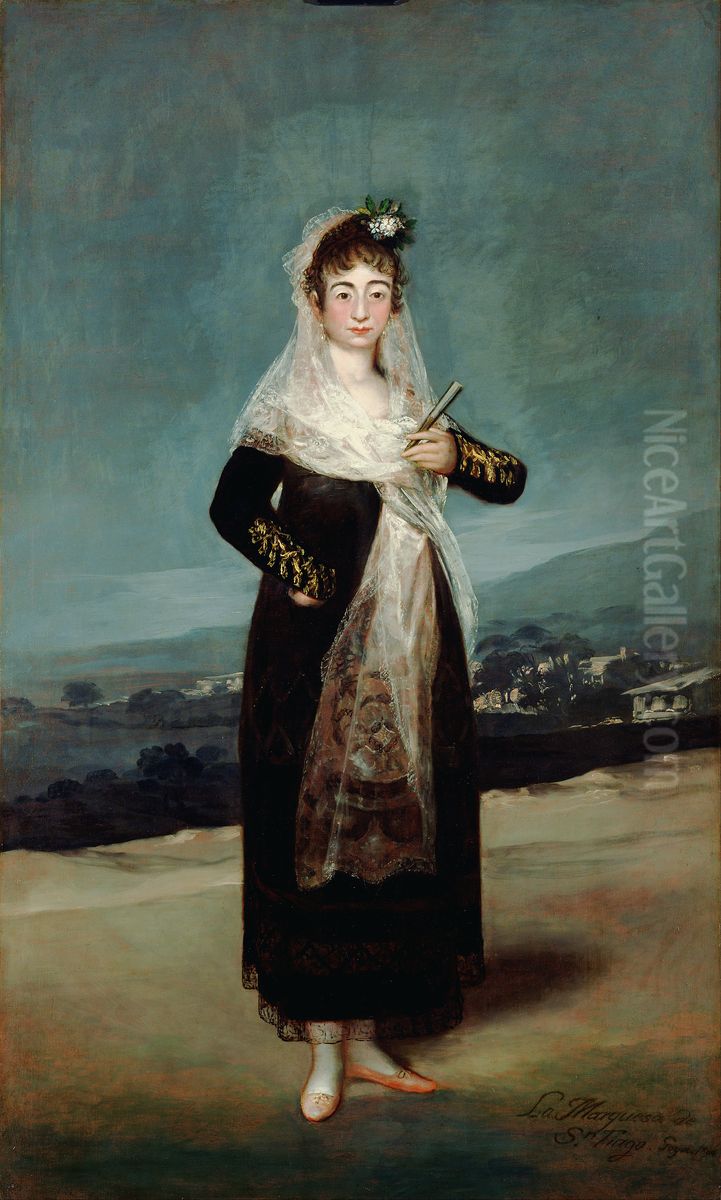 Portrait of the Marquesa de Santiago Oil Painting by Francisco Goya Fuendetodos