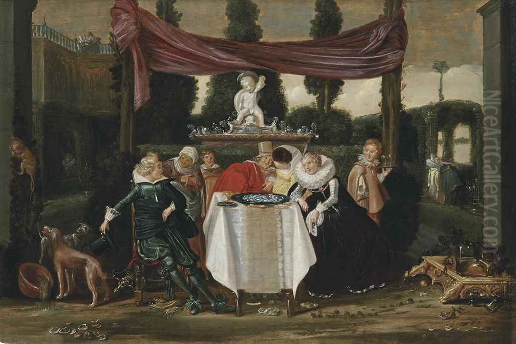 Merry Company on a Terrace Oil Painting by Dirck Hals