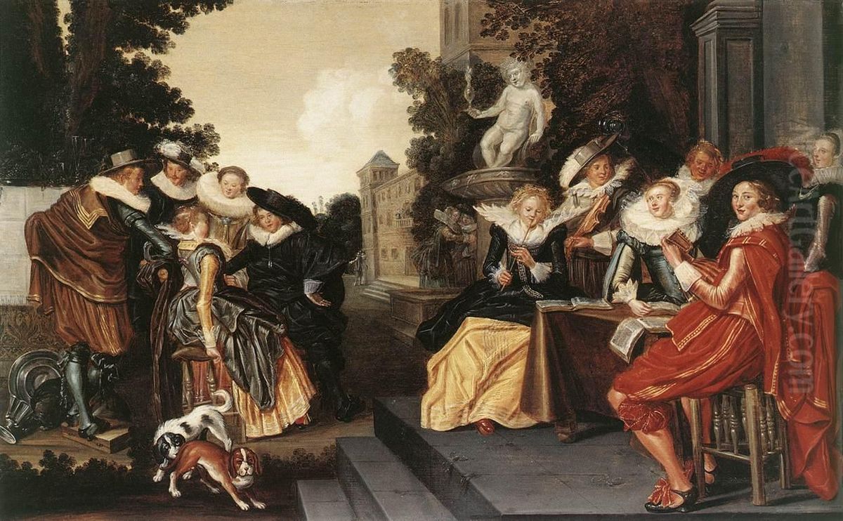 Musical Company on a Terrace Oil Painting by Dirck Hals