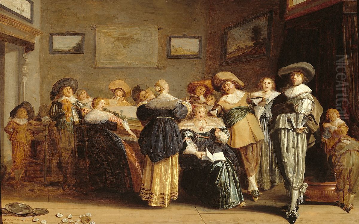 Musicerend gezelschap in interieur Oil Painting by Dirck Hals